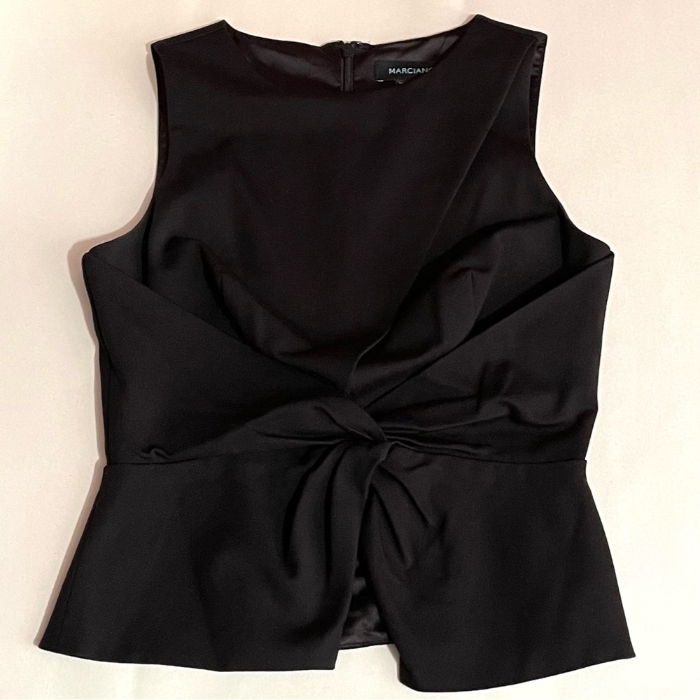 Marciano Twisted Knot Front Black Sleeveless Top